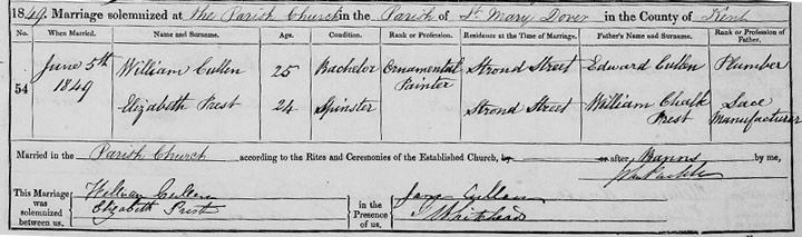 William and Elizabeth's Marriage Certificate