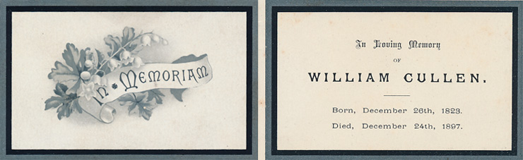 William Cullen Memorial Card