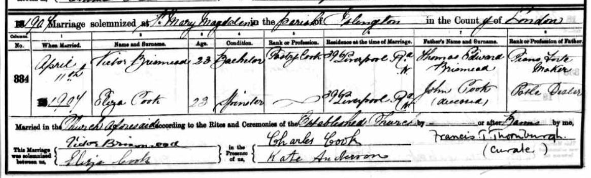 Victor and Elizabeth's Wedding Certificate