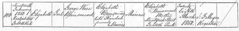 Elizabeth Brinsmead's Birth Certificate