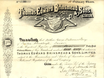 TH Brinsmead Share Certificate