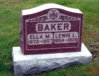 The grave of Ella and Lewis Baker