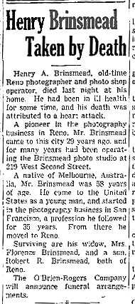 Harry Brinsmead's death article